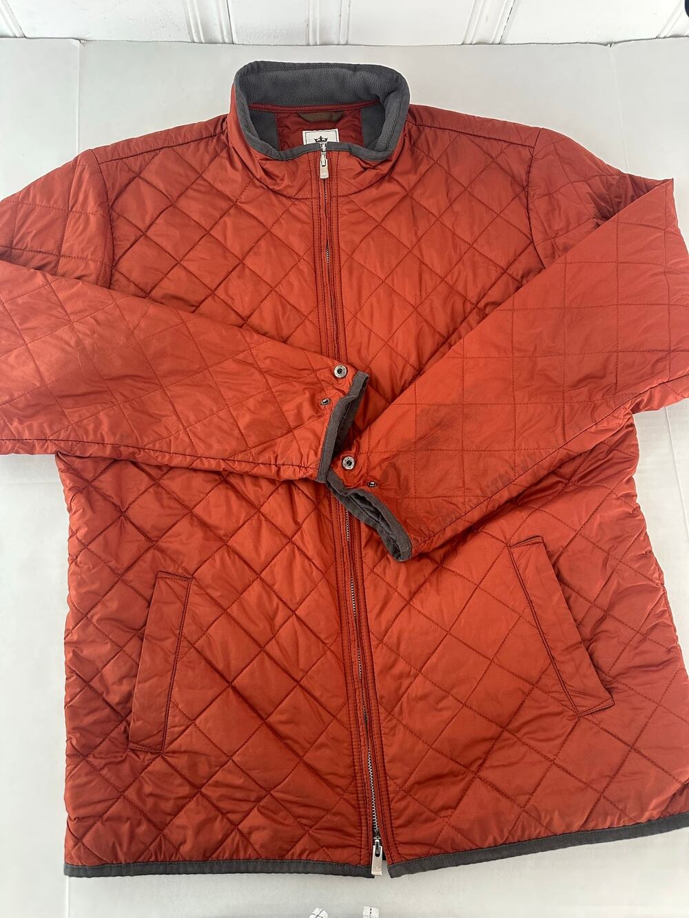 Peter Millar Crown Suffolk Quilted Travel Coat Burnt Orange / Rust Men's Size L